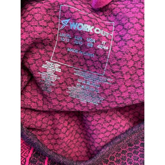 6/8 Work Out Women's Pink Purple Patterned Fitted Activewear Top Long Sleeve Thu - Picture 6 of 6